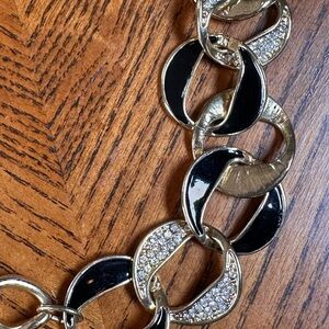 Gold Enamel Chain Necklace And Earrings Set